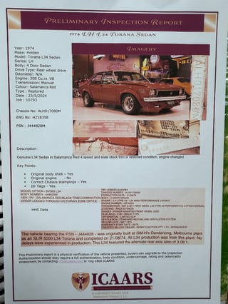 1974 Holden LH Torana SLR 5000 L34 - Salamanca Red 