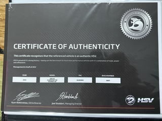 2016 HSV Clubsport R8 Tourer Build No 097 - Heron White …