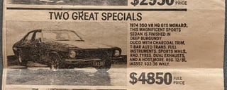 1974 HQ GTS Monaro 350 V8