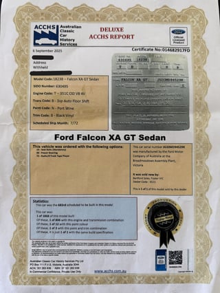 1972 Ford Falcon XA GT Sedan -  Port Wine