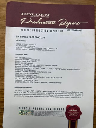 1974 Holden LH Torana L34 SLR 5000 - Chrome Yellow