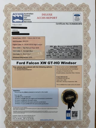 1969 Ford Falcon XW GTHO Phase I - Starlight Blue 