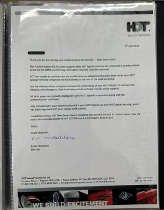 1985 HDT VK SS Group A Brock Commodore Build No 64/500 - 11,820 km