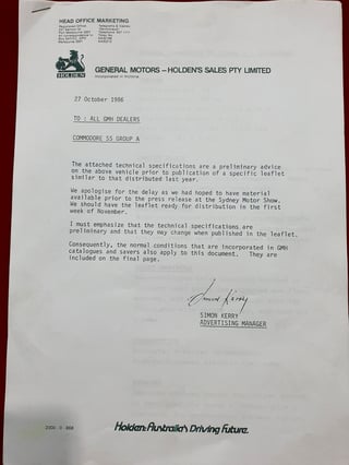 1986 HDT VL Commodore SS Group A #333 - 5,342 km