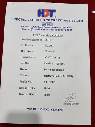 1980 Brock VC HDT Commodore #492