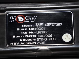 2007 HSV VE GTS Commodore Build No. 001 - 6,024 km