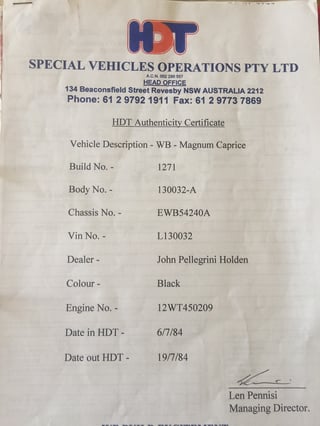 1984 WB HDT Statesman Caprice Magnum #1271