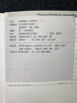 2007 FPV BF MKII Cobra Build No 032 - 24,491 km 