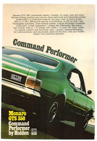 1970 Holden HG GTS Monaro 350 - Ultimate Survivor