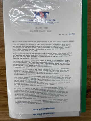 1987 HDT VL Brock Commodore Group 3 Signature Series - Build No 4175