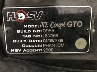2006 VZ HSV GTO Coupe - 19,686 Kilometres