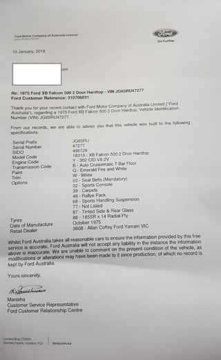 1975 XB Falcon Hardtop John Goss Special