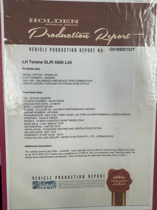 1974 Holden LH Torana SLR 5000 L34 - Salamanca Red 