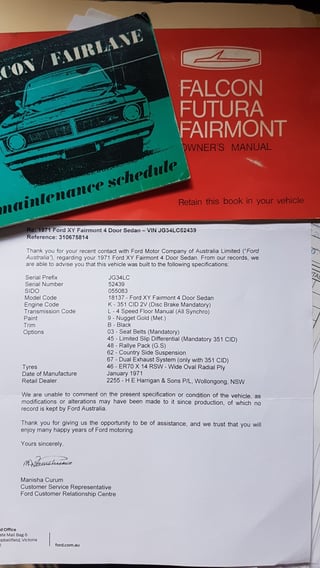 1971 XY GS Fairmont 351 K code 4 speed manual