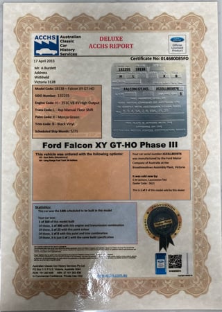 1971 XY Falcon GTHO Phase 3