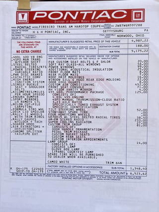 1976 Pontiac Firebird Trans Am 455 HO 4 speed manual