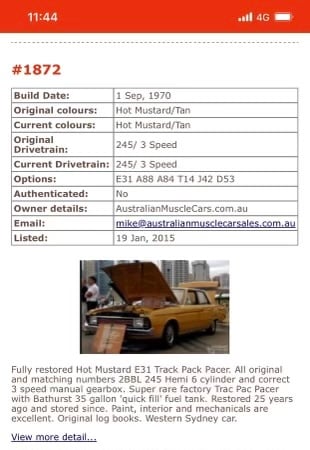 1970 Chrysler Valiant VG Pacer E31 Big Tank