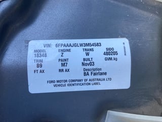 2003 Ford BA Fairlane G220 5.4L V8 - 25,627 km