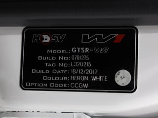 2017 HSV GTSR W1 Build No 70 - Heron White 812km
