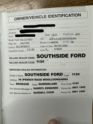 2003 FPV BA GT Build No 191 - Blueprint Metallic 25,973km