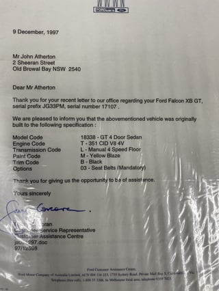 1974 XB GT Falcon - 66,090 km from new!