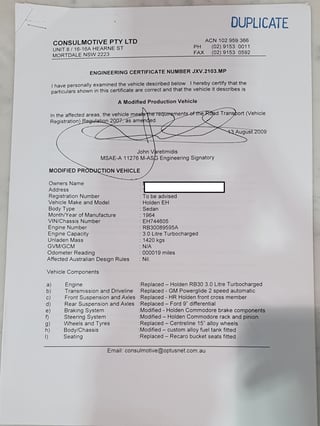 1964 EH Premier - 600hp RB30 Twin Cam Turbo