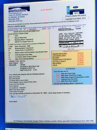 1970 Mustang Mach 1 428 Cobra Jet