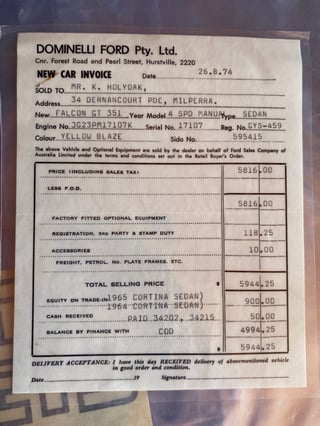 1974 XB GT Falcon - 66,090 km from new!