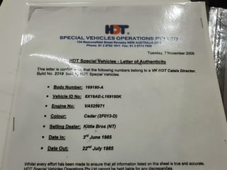 1985 VK HDT Calais Director #2319