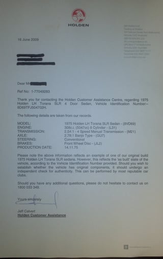 1975 LH SLR 5000 Torana