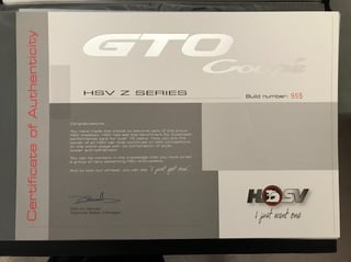 2006 VZ HSV GTO Coupe - 19,686 Kilometres