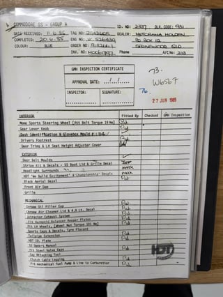 1985 HDT VK Group A SS Build No. 114/500 - 87,801 km 
