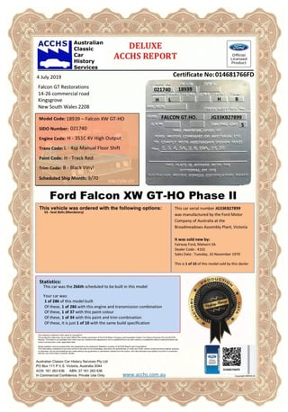 1970 XW Falcon GTHO Phase 2