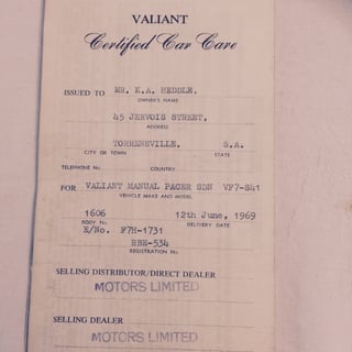 1969 VF Valiant Pacer 225