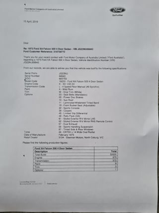 1973 XA GS Falcon 351 V8 K Code SUNROOF