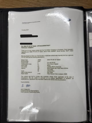 2006 FPV BF GT Build No. 424  - Bionic 