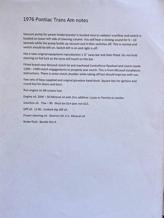 1976 Pontiac Firebird Trans Am 455 HO 4 speed manual