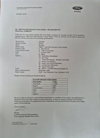 1969 Ford XW GS Fairmont 302 V8 - Sunroof