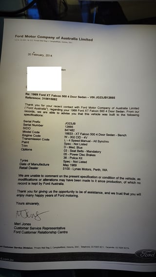 1969 XT Falcon 302 V8