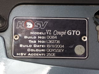 2004 HSV VZ GTO Coupe  Build No 084 - Odyssey Grey …