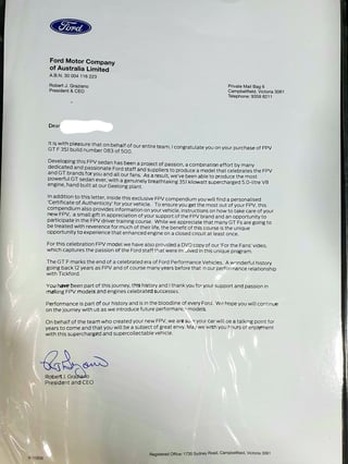 2014 Ford FPV Falcon GTF Build 83 / 500 - Manual