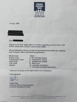 1969 Ford Falcon XW GTHO Phase I - Starlight Blue 