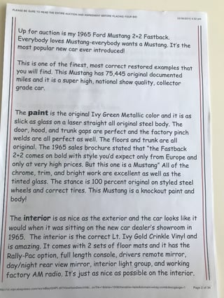 1965 Ford Mustang Fastback 289 V8