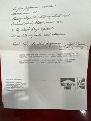 1980 VC HDT Brock Commodore Build No.230