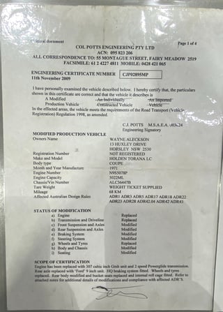 1971 Holden Torana LC V8 - GTR Replica Street Machine