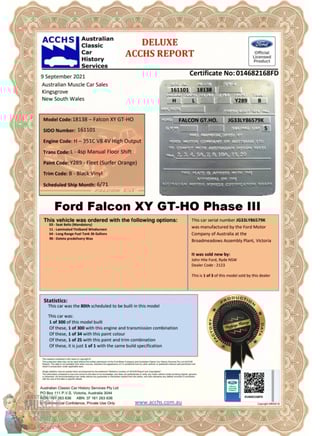 1971 XY Falcon GTHO Phase III - Surfer Orange