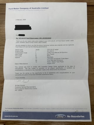 1973 Ford Falcon XA GT 4 Speed Manual - Red Pepper