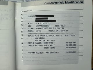 2003 FPV BA GT-P Build No 280 - Blueprint 20,024 km