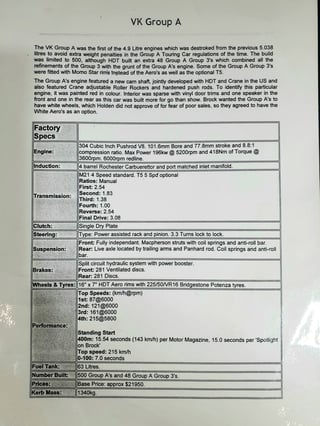 1985 VK HDT Commodore SS Group A - Build 279/500