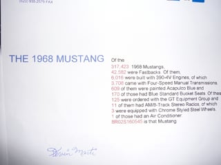 1968 Mustang S code GT 390